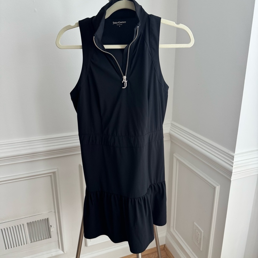 Juicy Couture Iconic Logo Black Sleeveless Zip-Up Mini Dress Size Small